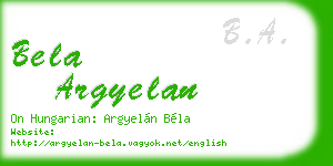 bela argyelan business card