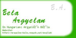 bela argyelan business card